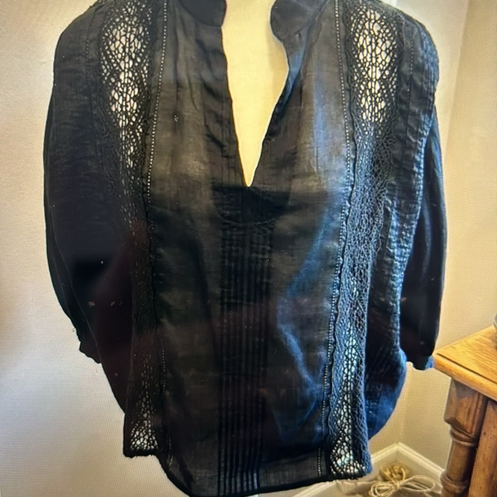 Frame black lace 3/4 sleeve blouse - Picture 13 of 13